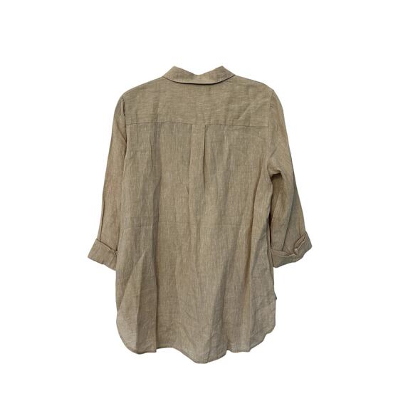 J.McLaughlin Britt Linen Point Collar Long Sleeve Button Front Blouse - Picture 7 of 7